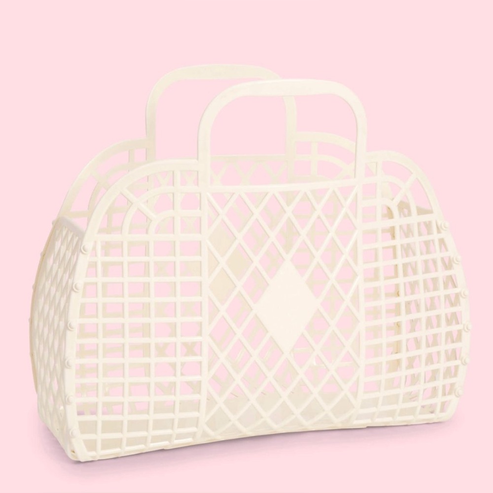 retro tote large handbag - sun jellies large cream nwt - Picture 3 of 3